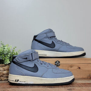 Nike Air Force AF 1 Mid Top 07 Gray Black Leather Athletic Sneakers Shoes 10 '07